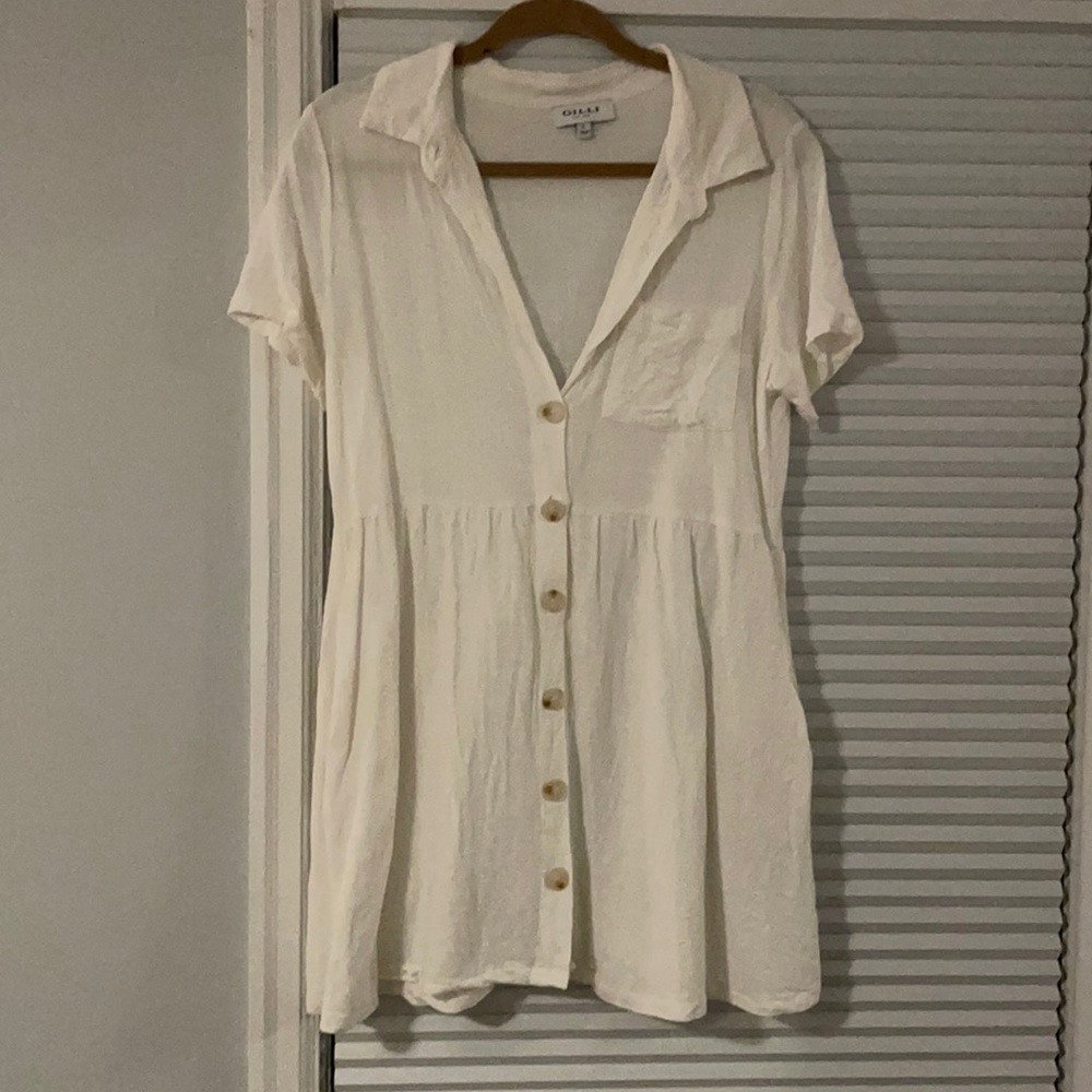 White button up dress
